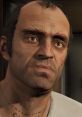 Trevor Philips displays intense emotions with a rugged look, embodying chaos in GTA V’s thrilling narrative.