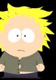 Tweek Tweak with messy blonde hair and a green shirt, looking anxious against a solid black background.