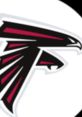 Atlanta Falcons baseball logo featuring a fierce falcon design in black and red against a white background.