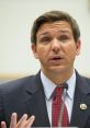 Ron DeSantis speaking at a congressional hearing, expressing strong opinions on key policy issues, wearing a suit and tie.