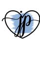 Stylish "JP" logo in a heart shape with a blue brushstroke background, perfect for branding and personal expression.