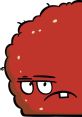 Meatwad, the animated meatball character, showing a grumpy expression with cute eyes and a round shape.