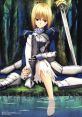 Saber from Fate/Zero resting by a tranquil stream, armor glistening, showcasing determination and inner peace.