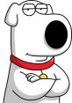 Classic Brian Griffin, the sophisticated cartoon dog from Family Guy, with a smug expression and crossed arms.