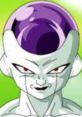 Frieza smirking with a menacing expression, showcasing his iconic features from Dragon Ball Z, set against a bright green background.