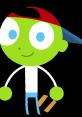 Cheerful green character from PBS KIDS in a red cap and blue pants, holding a block, ready for fun adventures.