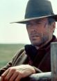 Clint Eastwood in a classic Western setting, exuding rugged charm and stoicism, embodying iconic Western movie heroism.