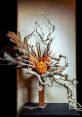 Artful arrangement featuring dried branches and vibrant orange flowers, showcasing unique floral design creativity.