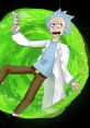 Rick Sanchez (Version 2.0) wielding a futuristic blaster against a vibrant green portal backdrop.