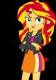 Sunset Shimmer confidently poses in her stylish outfit from "My Little Pony: Equestria Girls, Spanish Latin American.