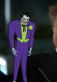 Mark Hamill's The Joker depicted in vibrant purple and green attire, showcasing his iconic villainous grin and style.