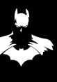 Silhouette of Batman with a striking white design against a black background, showcasing the iconic superhero's essence.