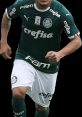 Gustavo Gomes in Palmeiras jersey, showcasing agility and determination on the field during an intense soccer match.