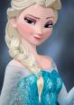 Elegant Elsa with braided hair and a sparkling blue gown, exuding confidence against a snowy background.