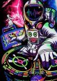 Astronaut DJ mixes beats in vibrant colors, showcasing a cosmic space theme and musical elements. Perfect for music enthusiasts.