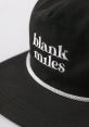 Black cap with "blank miles" embroidered in white, featuring a stylish braided rope design for trendy streetwear.