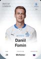 Daniil Fomin, 24, midfielder for Dynamo Moscow, showcasing his skills in the 2021-22 season.