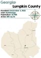 Map of Lumpkin County, Georgia, highlighting Dahlonega as the county seat and key demographic details.
