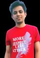 Young man in a red shirt with "More Respect Less Attack" slogan, promoting positivity and respect.