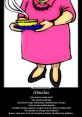 Cartoon depicting a grandmother offering food, emphasizing love and care through humorous dialogue about hunger.