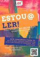 Colorful promotional poster for the "Estou a Ler!" Instagram contest, encouraging participation in reading activities.