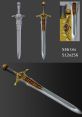 Detailed sword design showcasing 3D modeling, featuring intricate gold and red accents, ideal for Forum Weapons enthusiasts.