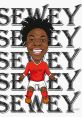 Cartoon character in a red soccer jersey with "SEWEYYY" text, representing iShowSpeed's energetic persona.