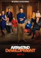 Cast of "Arrested Development" poses together with the tagline "One Murder. No Masterminds." Celebrating comedy brilliance.