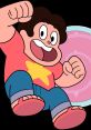 Energetic Steven Universe with a joyful expression, raising his fist, showcasing his signature star shirt and playful vibe.