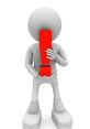 3D character holding a large red exclamation mark, symbolizing importance and urgency in communication and information.