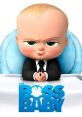 The Boss Baby, dressed in a suit, sits at a high chair with a serious expression, ready to lead in the animated movie.