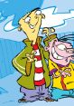 Ed and Edd from "Ed, Edd n Eddy," showcasing their playful personalities in a vibrant, cartoonish setting.