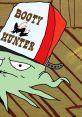 Cartoon character from Squidbillies wearing a "BOOTY HUNTER" hat, showcasing a humorous and quirky Southern vibe.