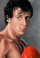 Rocky Balboa, intense boxing portrait highlighting determination, athleticism, and resilience in the boxing ring.