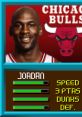 Michael Jordan's stats in NBA Jam: Speed, 3 pointers, dunks, and defense ratings for Chicago Bulls gameplay.