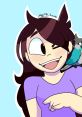 Cheerful character design featuring a girl with dark hair and a bird on her shoulder, inspired by Jaiden Animations.