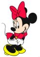 Minnie Mouse in a playful pose, wearing her signature red dress and bow, showcasing her iconic style and charm.