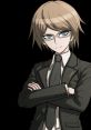 Byakuya Togami from Danganronpa, dressed in a formal suit with glasses, exuding a confident demeanor.