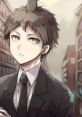 Hajime Hinata in a suit, showcasing his thoughtful expression in a library setting, capturing his character depth and style.