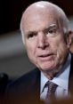 John McCain speaking during a Senate hearing, showcasing his signature suit and thoughtful expression.