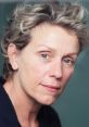 Close-up portrait of Frances McDormand showcasing her expressive blue eyes and signature tousled hair against a soft background.