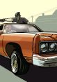 Action-packed scene from GTA San Andreas featuring a car chase with bandits and an iconic orange vehicle.