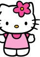 Cute Hello Kitty character wearing a pink shirt and flower, embodying kawaii culture and charm. Perfect for fans!