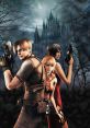 Leon, Ada, and Ashley with weapons, set against a haunted castle backdrop in Resident Evil 4's eerie atmosphere.