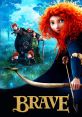 Merida from "Brave" (2012) holds a bow, surrounded by family in a vibrant Scottish landscape, embracing adventure and courage.