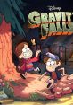 Mabel and Dipper Pines exploring Gravity Falls, with a whimsical forest backdrop and mysterious elements around them.