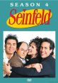 Seinfeld Season 4 DVD cover featuring the iconic main cast enjoying a lighthearted moment, showcasing classic sitcom charm.