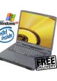 Windows XP laptop featuring Intel processor, showcasing vibrant yellow screen and marked with "Free Delivery" promotion.